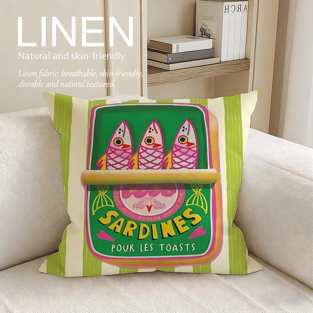 Object Sardine Can Cushion Cover Pillowcase Set Pcs x x Breathable Washable Sofa Cushion Cover