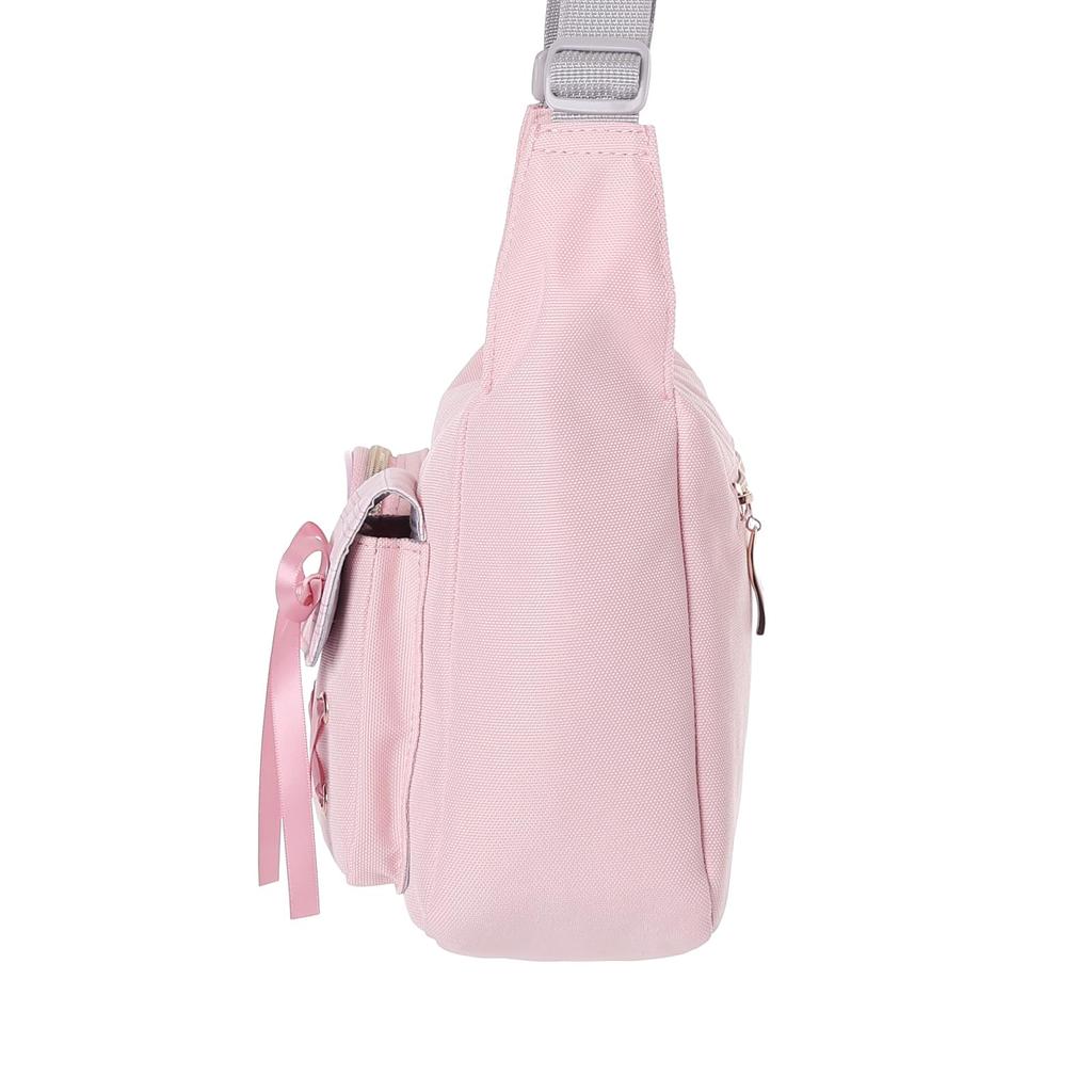 Sanrio Characters Round Shoulder Polyester 2 Stuffed H X 25cm W X 9cm D Bag, Check, Pockets, Animals, 17.5cm (My Melody)