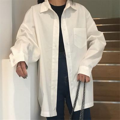 Spring Long Sleeve Loose Blouse Shirts Female Solid Blouse Casual Street Lady Pockets Shirts Tops