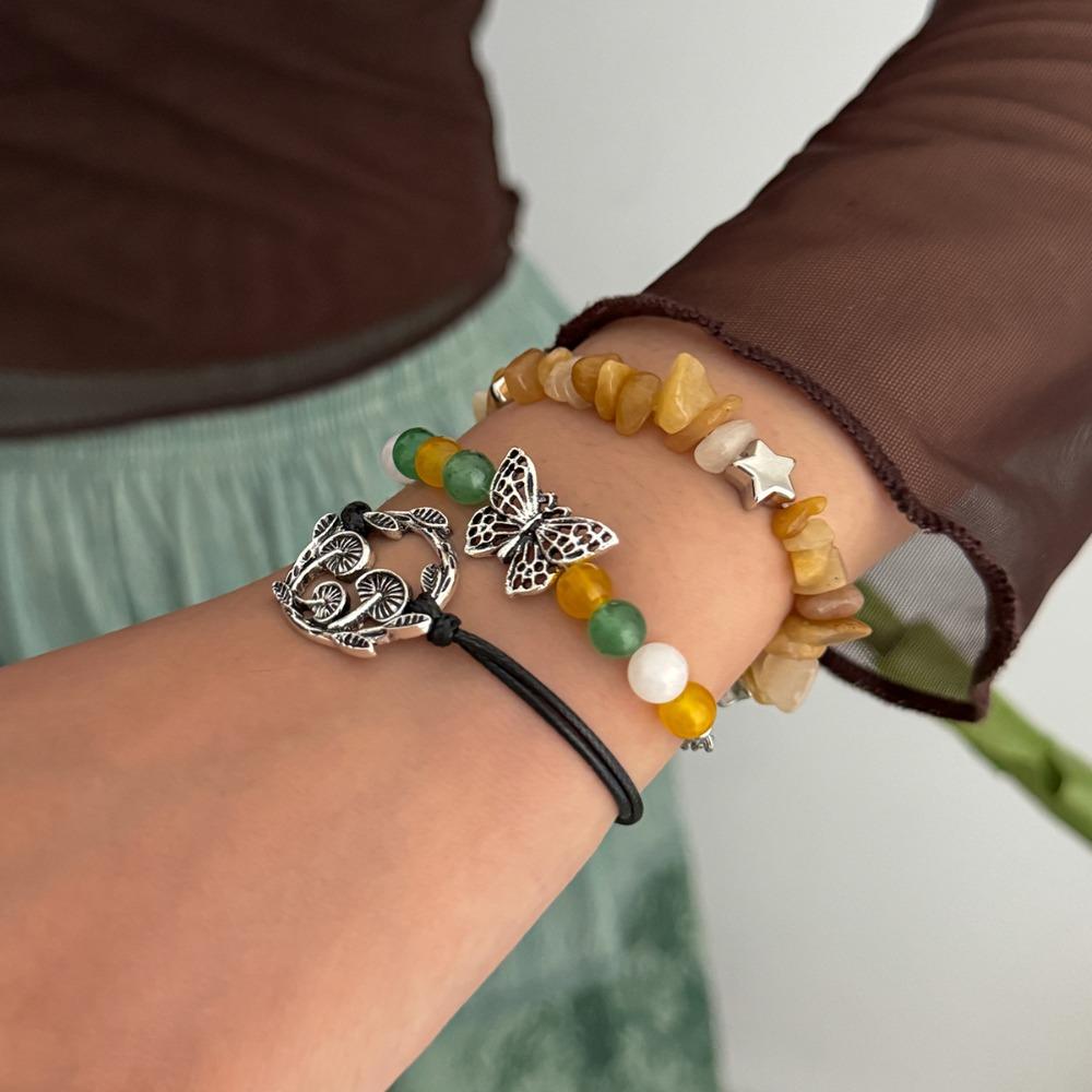 Multi-Layer Ethnic Style Bracelet Spiral Design Gravel Woven Bangle  Jewelry