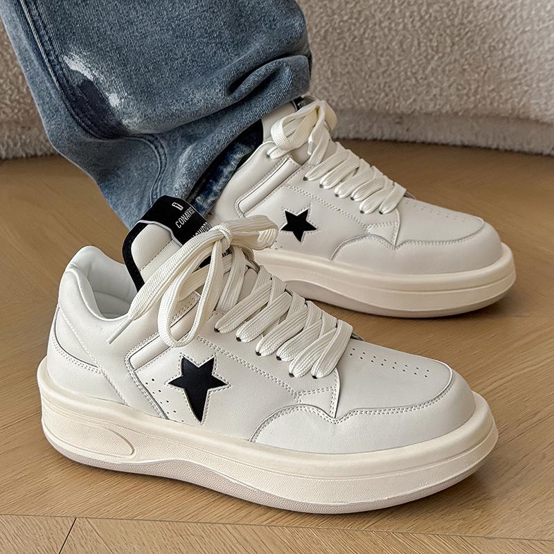 

2025 Европейские Ретро Высокие Мужские Модные Повседневные Скейтбордические Кроссовки на Толстой Подошве, Увеличивающие Рост Women s 37 белый