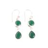 Green Onyx Gemstone 925 Sterling Silver Handmade Boho Jewelry Hook Earrings1.8" EE-142-16