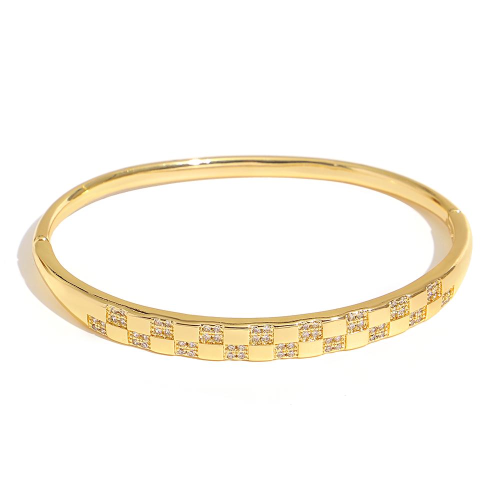 6 Styles Elegant Zircon Geometry Charm Bracelet for Women Trendy Smooth Surface Gold Color Plated Spring Bangle Luxury Jewelry