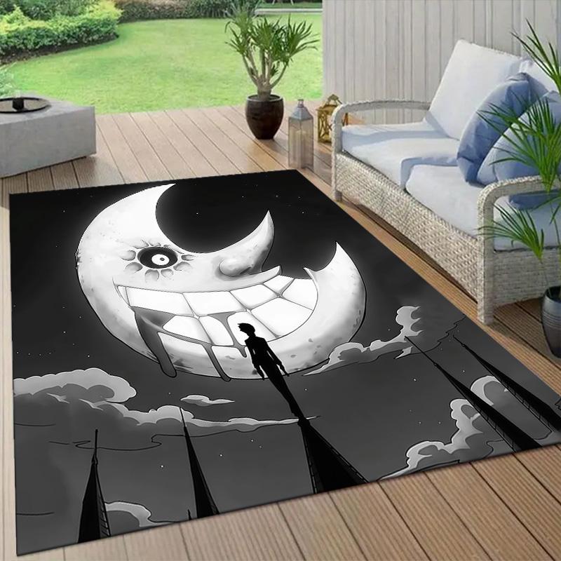 Soul Eater Flannel Pattern Square Carpet,Area Rug,Carpet Rug for Living Room Bedroom Sofa Playroom Decor,Non-slip Floor Mat