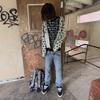 Y2K Streetwear Mikina s kapucí na zip s abstraktním potiskem Inspirovaná Gothic Punkem Běžný střih Dospívající
