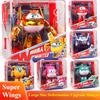 AULDEY Original Super Wings Tamanho Grande Robô Transformável Conjunto Completo Jett Dizzy Golden Boy Versão Hangar Brinquedo Presente para Meninos