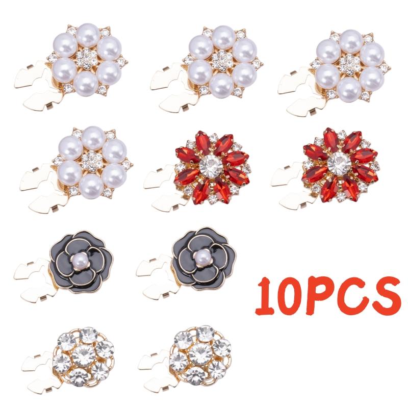 Crystal Pearl Button Covers For Women Blouses Detachable Clip-On Shirt Coat Decorative Buttons Diy Sewing Buttons Holiday Decor