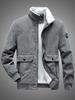 Men's Corduroy Stand Collar Jacket - Winter 2025. Warm Lambswool Lined, Casual Loose Fit Workwear.
