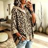 Felpa da Donna con Cappuccio Stampa Leopardo Coulisse Autunno Inverno Oversize