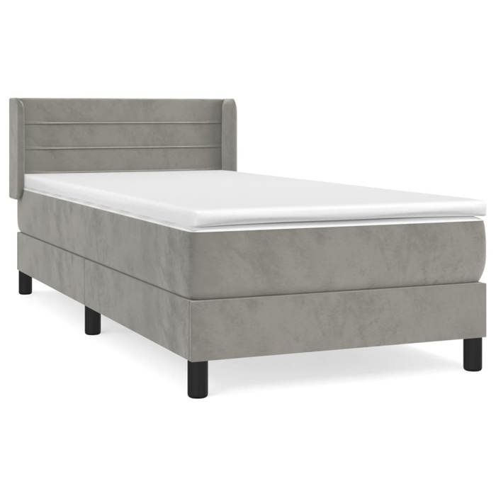 3130985 vidaXL Lit à sommier tapissier et matelas Gris clair 80x200 cm Velours