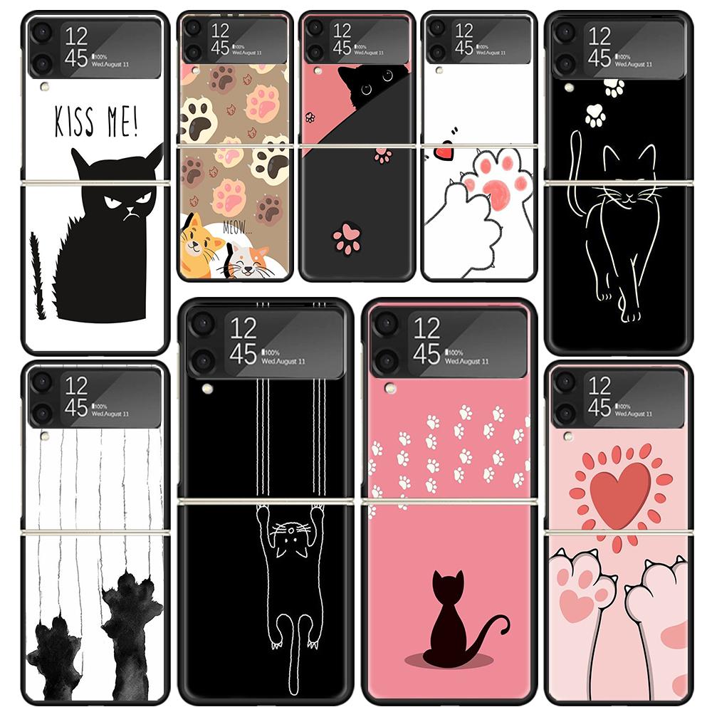 Cat Footprint Funny Paw Cute Clear Phone Case For Samsung Z Flip 7 6 5 4 3 Galaxy ZFlip7 ZFlip6 ZFlip5 ZFlip4 ZFlip3 5G Print Co