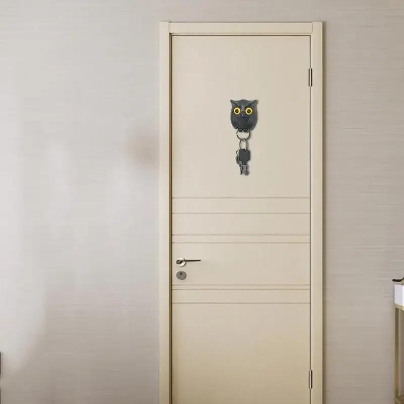 Key Holder for the Wall Hook Home and Decoration Magnetic Keychain Hooks Household Products Black Night Owl Opens Eyes Keys