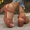 Fashion 2025 New Style Fashionable and Casual Toe Exposed Solid Color Large-sized Round-toe One-line Buckle High-heeled Sandals