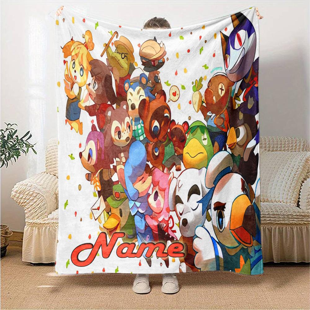 Customiz Name Personality Animal Crossing (2) Blanket Soft &Warm Sofa Office Bed Travel Lunch Break Blanket, Gift Suitable for All Seasons