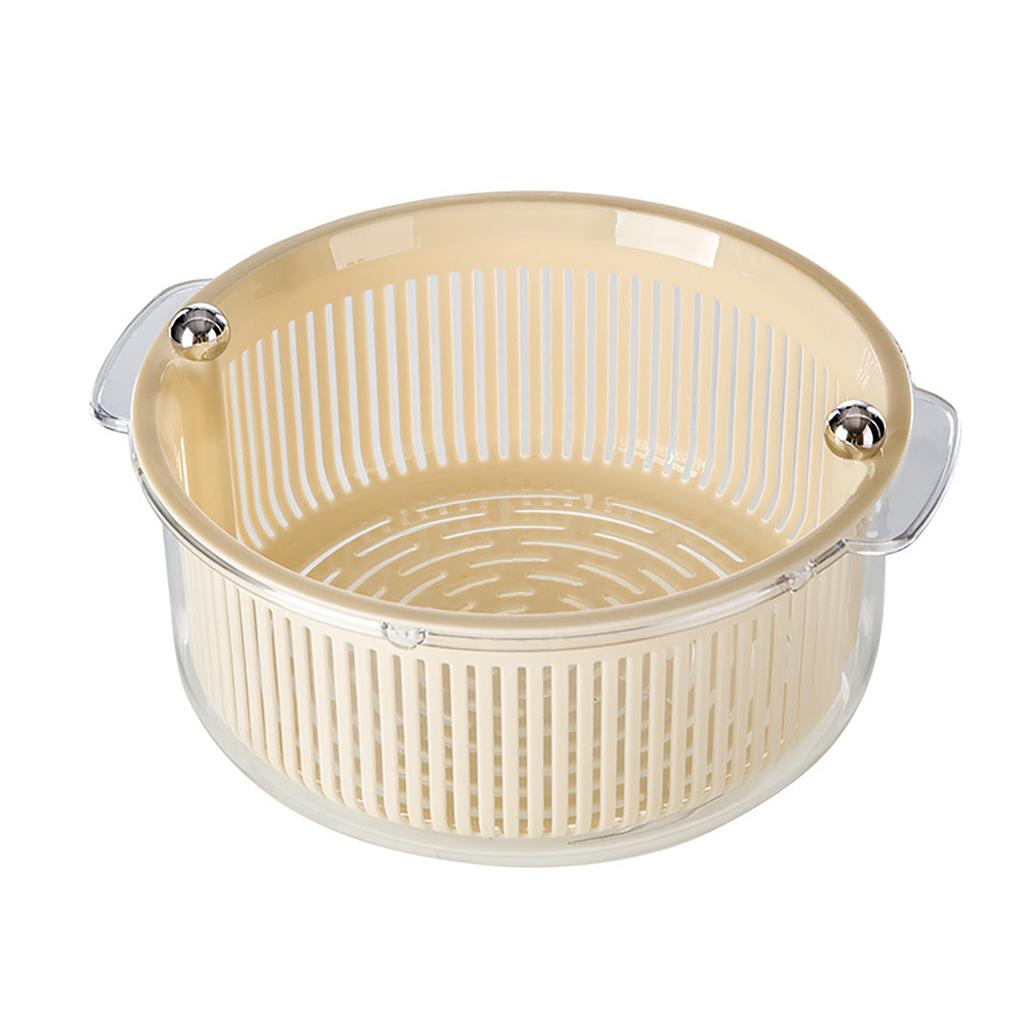 Küchensieb-Set mit Schüssel Sieb Drehbarer Doppelschichtiger Abtropfkorb Obst Gemüse Waschen