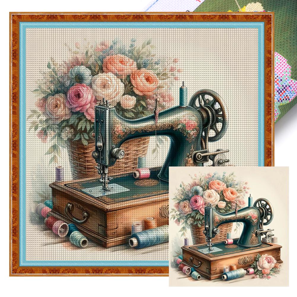 Vollständige Stickerei Öko-Baumwollfaden 11CT Gedruckte Blume Kreuzstich Kit Kunst