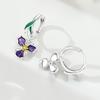 925 Silver Purple Iris Flower Drop Earrings Women Earrings Charm Trendy Party Jewelry Wedding Anniversary Gifts