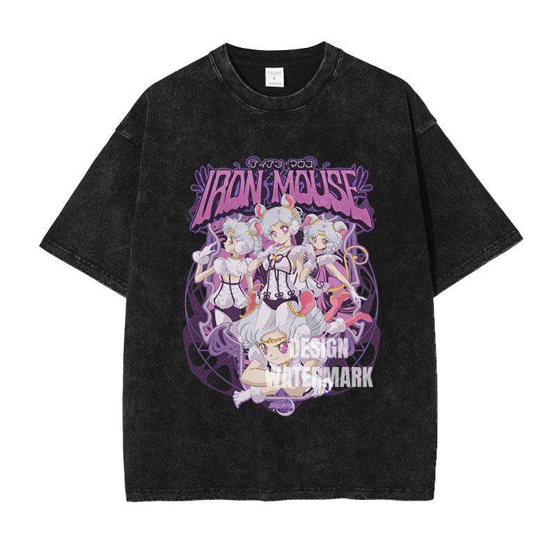 Anime Ssailor Moon Tshirts Vintage Washed Michiru T Shirt Tsukino Rei Makoto Marina Usagi Tops Tees Unisex