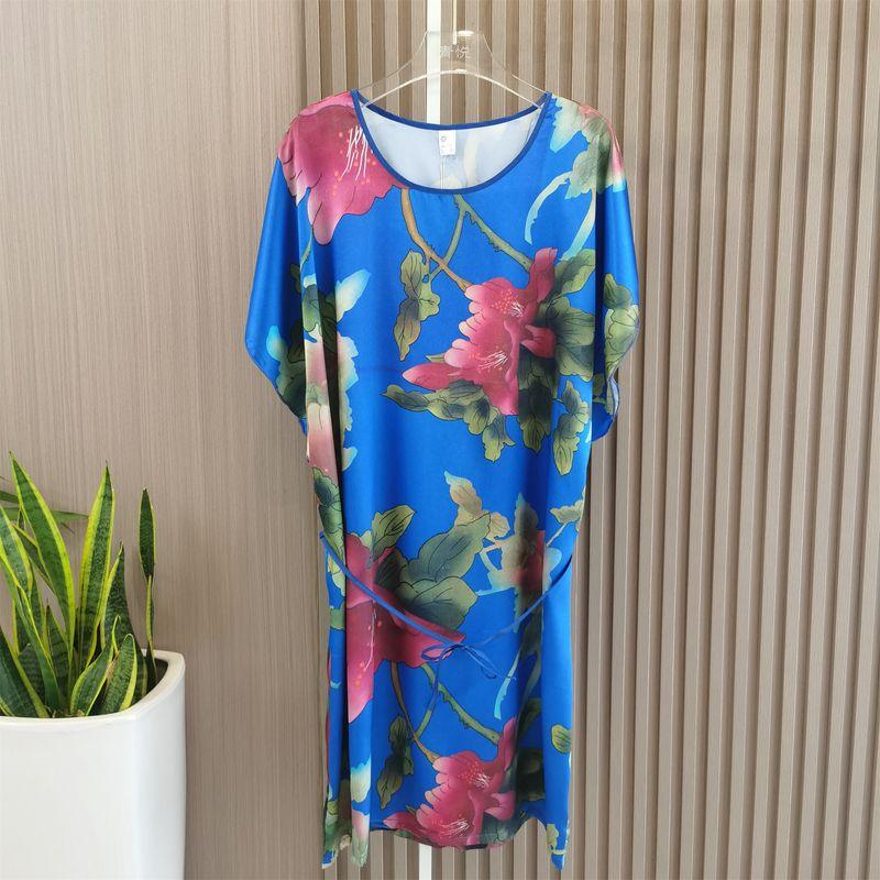 Outerwear Homewear Dress Summer Ultra-Thin Ice Silk Short Sleeve Pajamas Women's Clothing Plus Size Casual Nightdress Special Offer