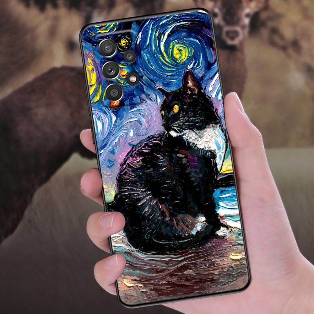 Cat Van Gogh Starry Painting Phone Case For Samsung Galaxy A57 A56 A37 A55 A36 A26 A54 A52 A35 A34 A25 A17 A16 A15 A07 A06 Cover