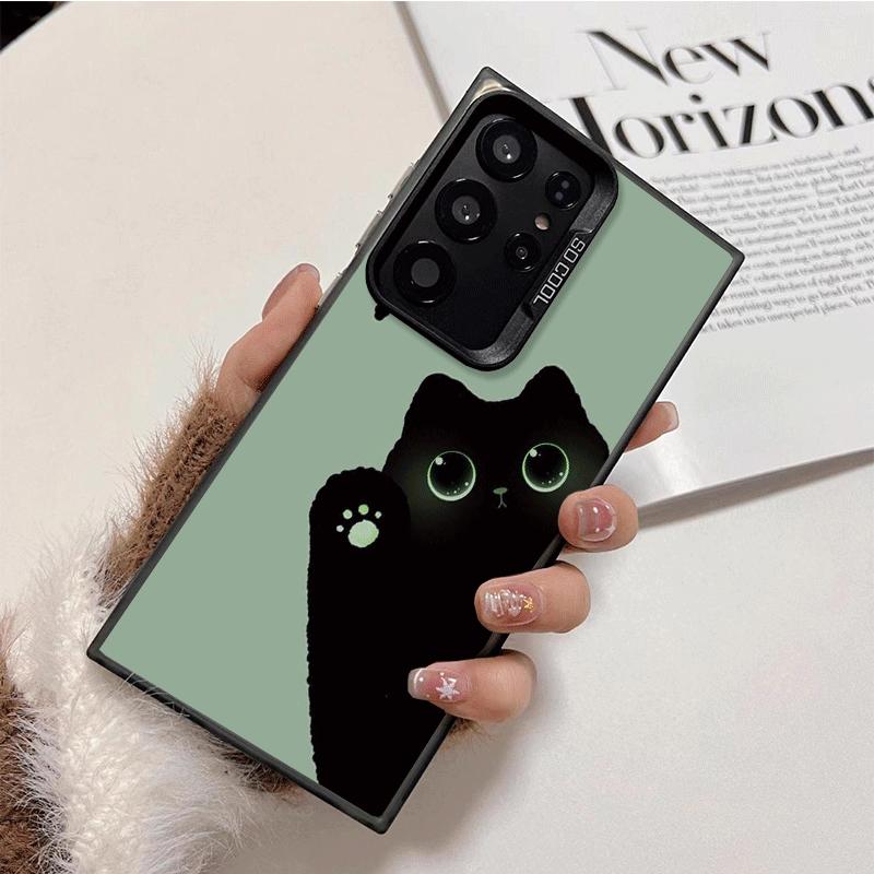 Black Cat Cartoon Cute Shockproof Phone Case for Samsung Galaxy S26 Edge S25 Ultra S24 FE S23 Plus S21 Cover Anti Fall Fundas