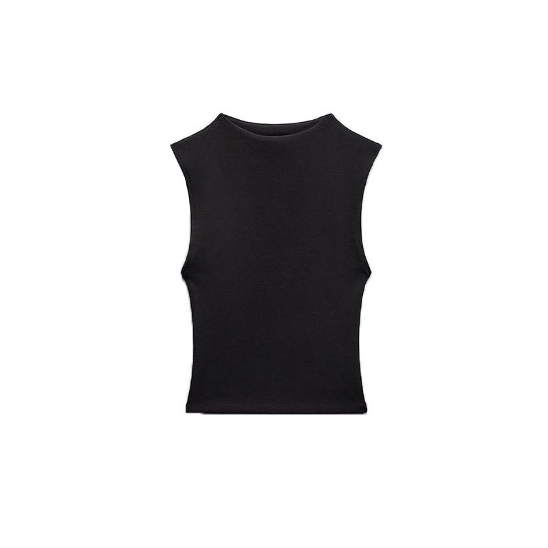 Spring New Versatile Fashion Inner Wear Base Short Vest Tight Half Turtleneck Sleeveless Tops 4174832