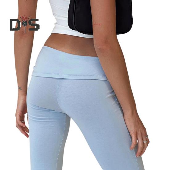 Women Pants Mid-rise Elastic Waist Adjustable Side Drawstring Long Trousers Solid Color Skinny Flared Pants Daily Wear