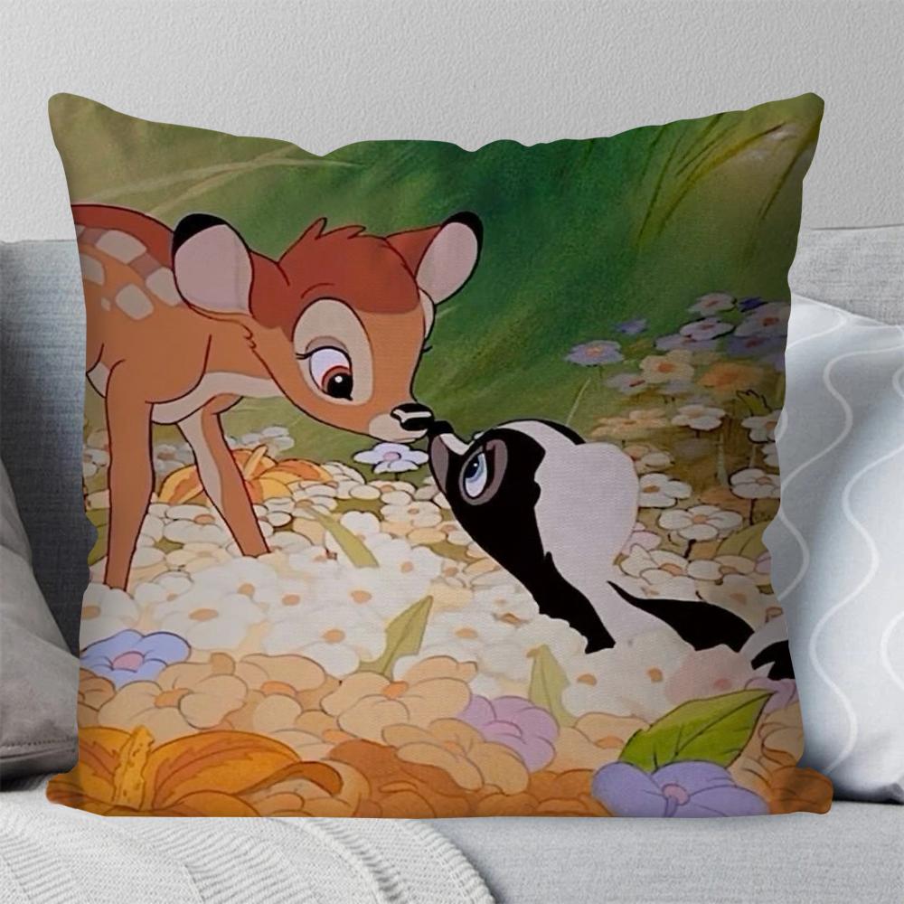 Animated B-Bambi Fairy Tale Pillow Case Square Pillow Bedroom Sofa Leisure Comfort Cushion Car Living Room Home Decoration 40X40