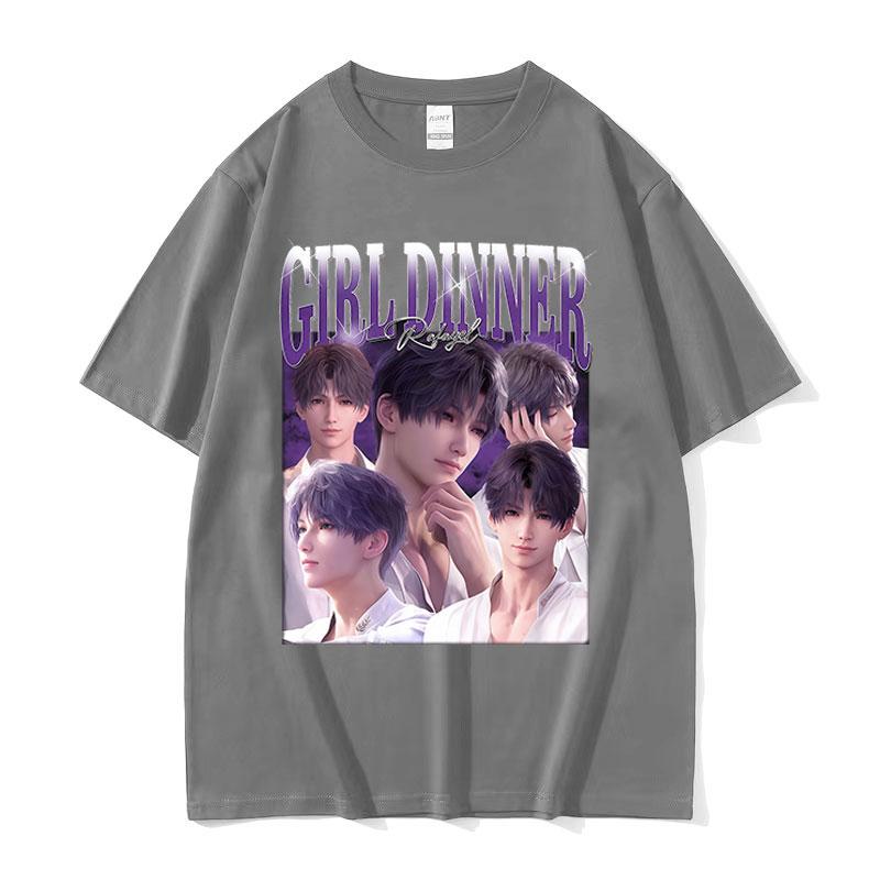 

Girl Dinner Love and Deepspace Graphic TShirt Unisexs Fashion Oversized Cotton Tshirts Summer ONeck Short Sleeve Tee Shirt S