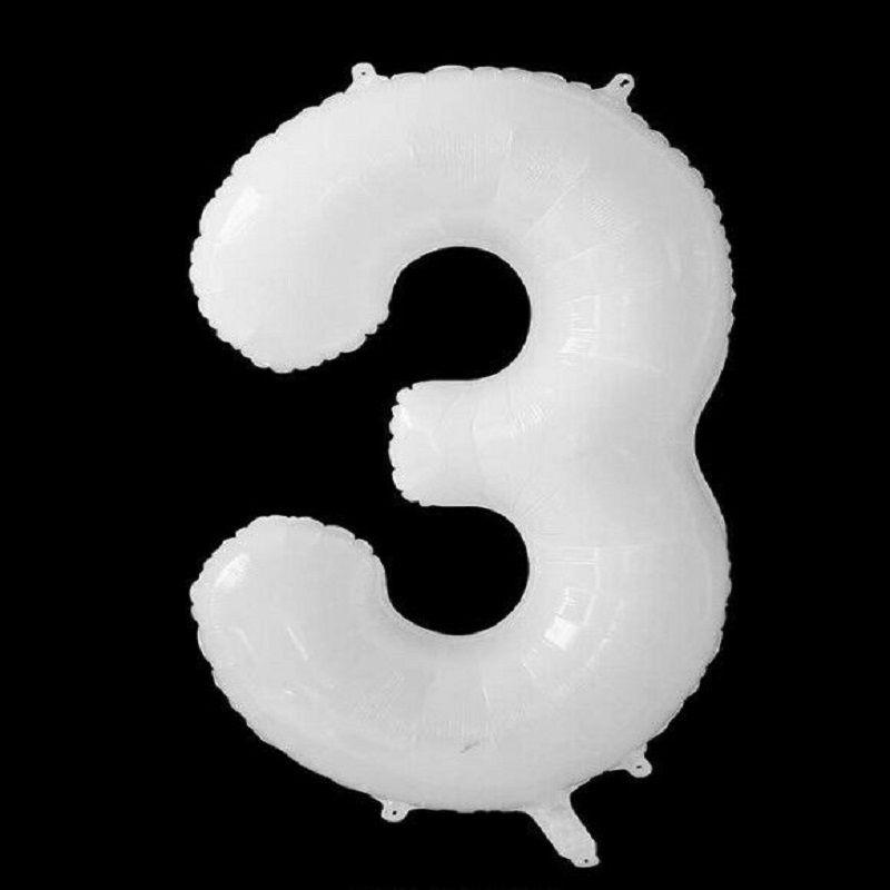 Large 40" White Giant Number Age Foil Balloons Helium Air Happy Birthday Party