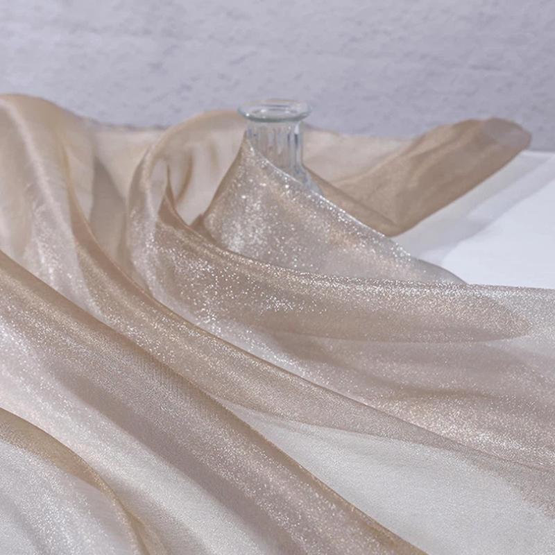 1PC Lightweight Artistic Breathability Beautiful Atmosphere Transparent Holiday Decorations Organza Fabric Romantic 1Mx150CM