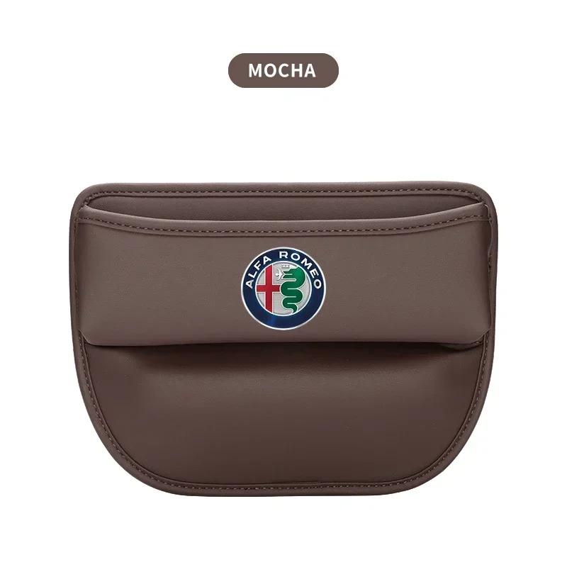 Car Stickers For Alfa Romeo PU Leather Car Seat Side Storage Pocket Suede Gap Filler Organizer Box For Alfa Romeo Giulia Stelvio