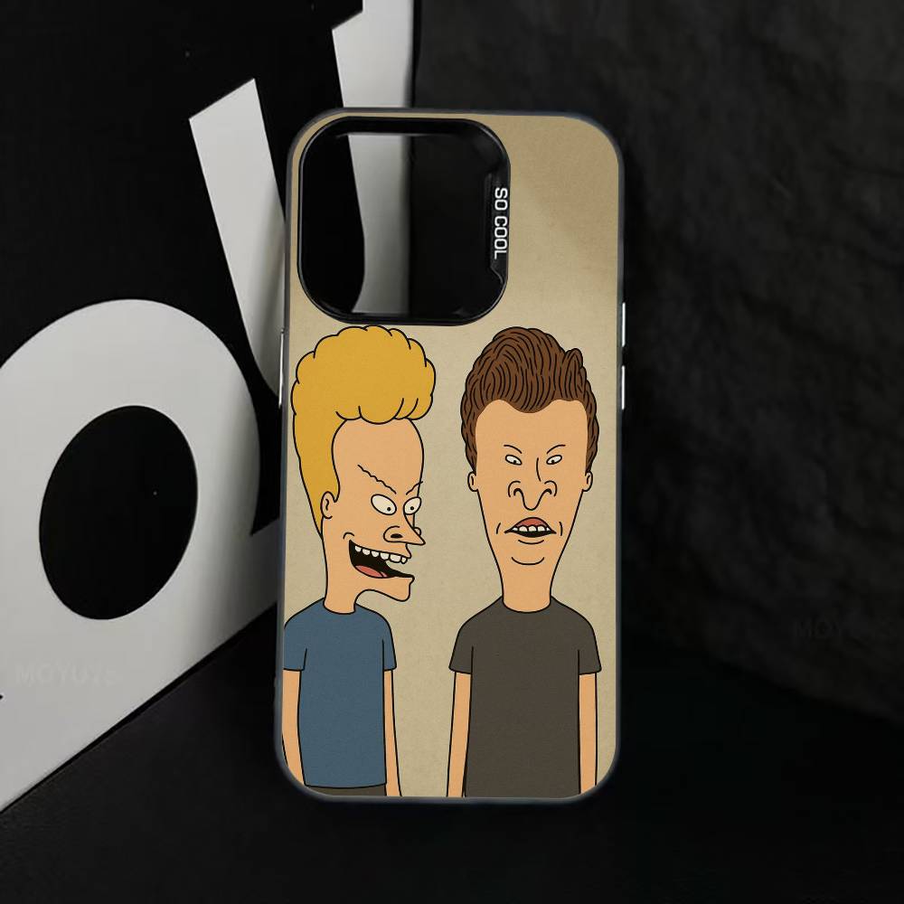 Beavis & B-Head Phone Case For iPhone 17,16,15,14,13,12,11 Plus,Pro Max,XS,Colored Silver Plated Inside Cover