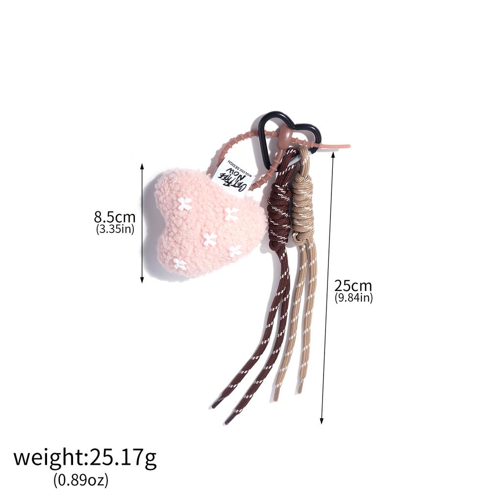 Fashion Lamb Wool love Plush Keychain Cute Heart Shaped Pendant Braided Rope Chain Elegant Girl Backpack Key Jewelry Accessoriy