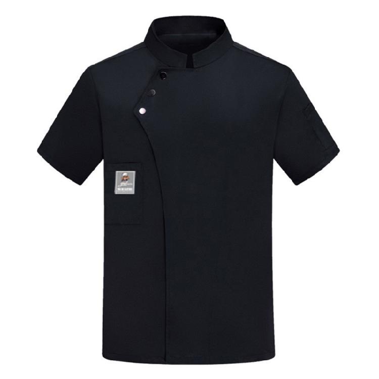 

Unisex Kitchen Work Jacket Short Sleeves Button Front Lightweight Chefs Coat Restaurant Clothing M чёрный
