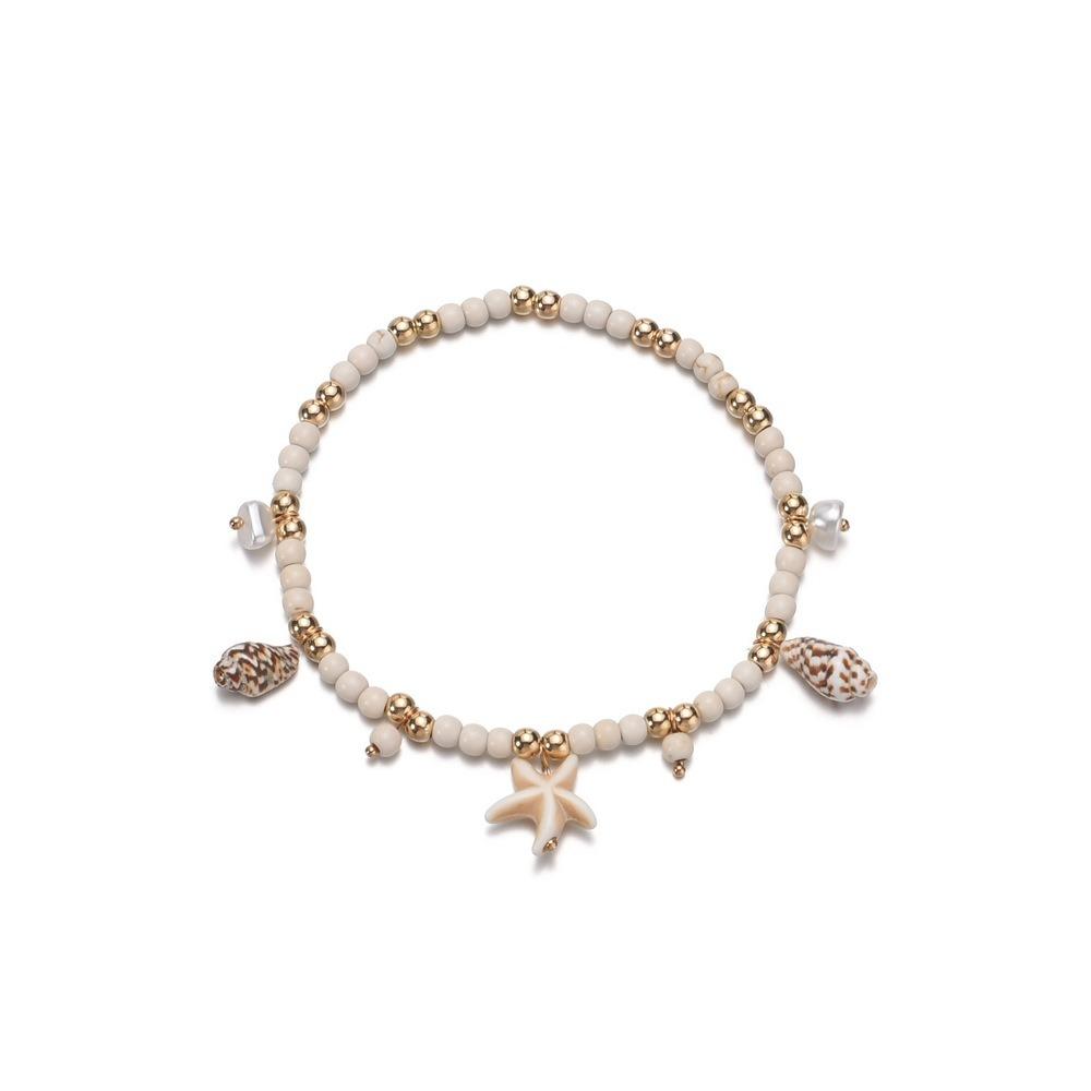 

Vintage Boho Beaded Anklets Bead Beach Foot Chain Gift Starfish Pendant Ankle Vacation белый