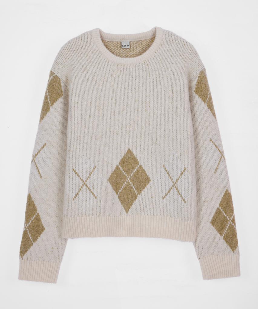 BELLOL Washable Argyle Oversized Knit Sweater Green