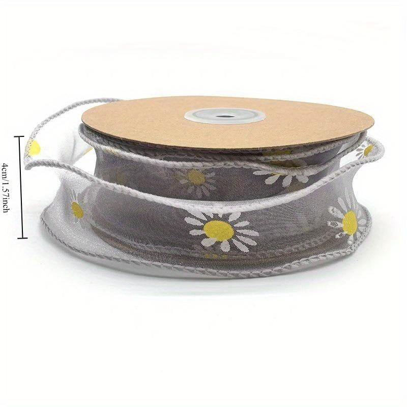 DIY Trim Ribbon for Bows 10 Yard Cake Gift-wrapped Bow Hand-decorated 9m*4cm Floral Edge Wave Ribbon Yarn Daisy Ribbon