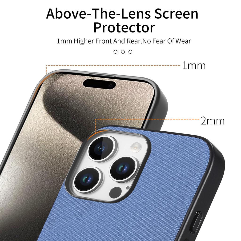 Für iPhone 15 Pro Hülle Stofftextur Leder+PC+TPU Anti-Sturz Handyhülle