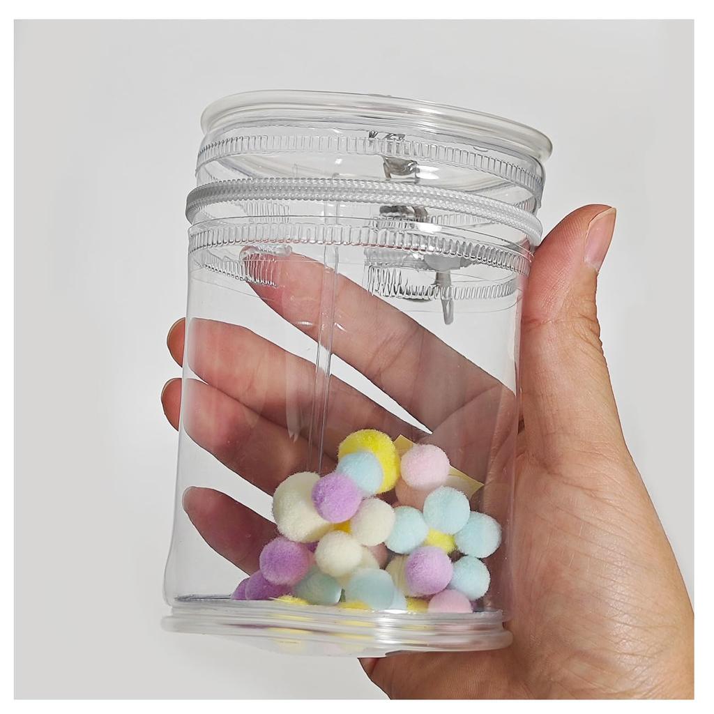 Umora Ita-bag Case, Cylindrical Doll Case, Coke Can Shape, Clear Pouch for Plush Toys, Transparent Mini Pouch for Travel, Dustproof, with Keychain,