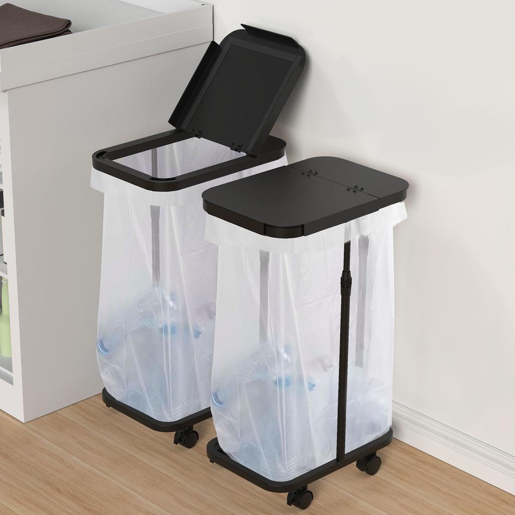 PRTONE Garbage Bag Holder with Vertical Garbage Can Set of Height Compatible with 20L to 90L Frame Just Trash with 2 Separate Trash Odor Leak Dust