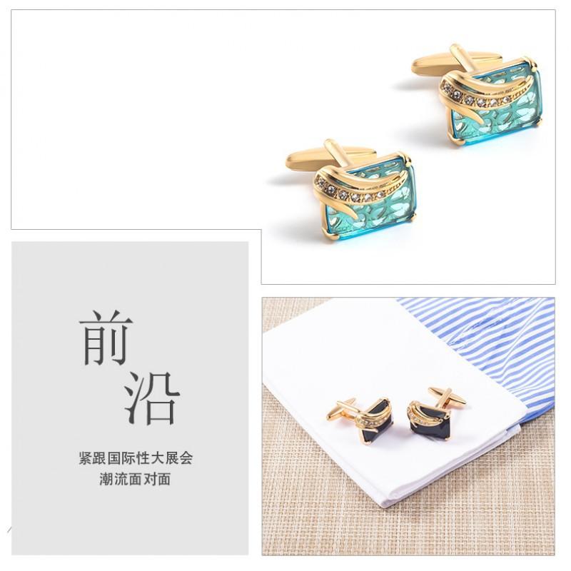 Golden Square Rhinestone Crystal Zircon Metal Cufflinks Men's Cuffs With Studs French Shirt Button