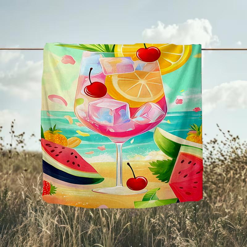 1PC Custom Name Summer Fruit Cocktail Outdooor Flannel Blankets Throw Blanket All-Season Throw Gift Bedspread for Couch, Bed, Camping Holiday Birthda