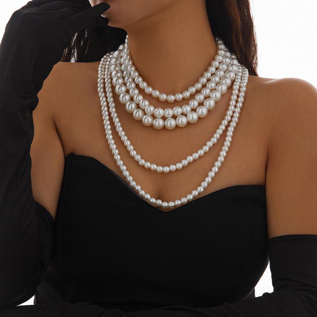 Baroque Multilayer Pearl Necklace - Retro French Choker for Women