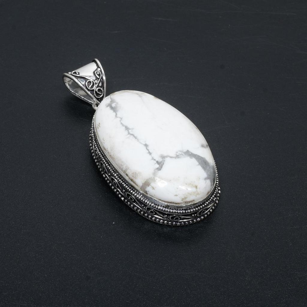 Natural Howlite Gemstone Handmade 925 Sterling Silver Pendant Double Gemstone Pendant Antique Pendant Gifts For Women Gifts For Her Thanksgiving Gifts