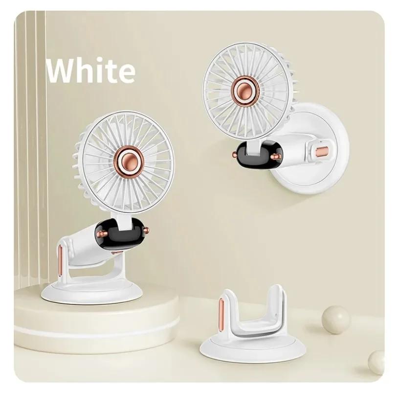 NEW 5 Speed Handheld Mini Fan & Sucker Foldable Portable Neck Hanging Rechargeable Fan Display For Desk Bathroom Gym Home Office