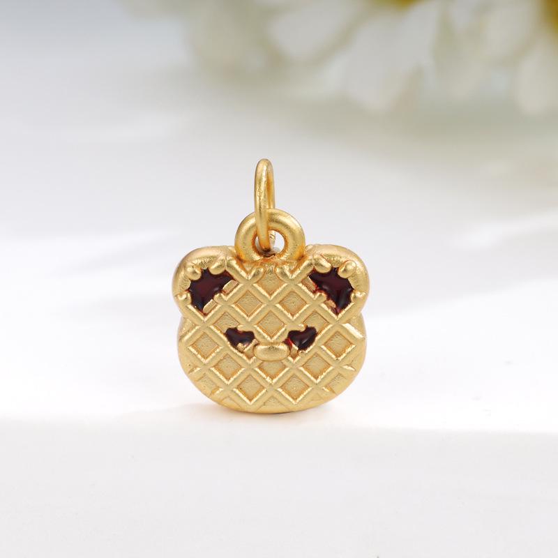 Sterling Silver Little Bear Charm Pendant for DIY Beading & Rope Weaving