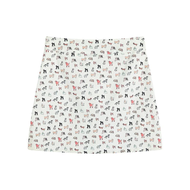 Cartoon printed midi skirt for women high waisted A-line short skirt anti slip skirt hip hugging skirt