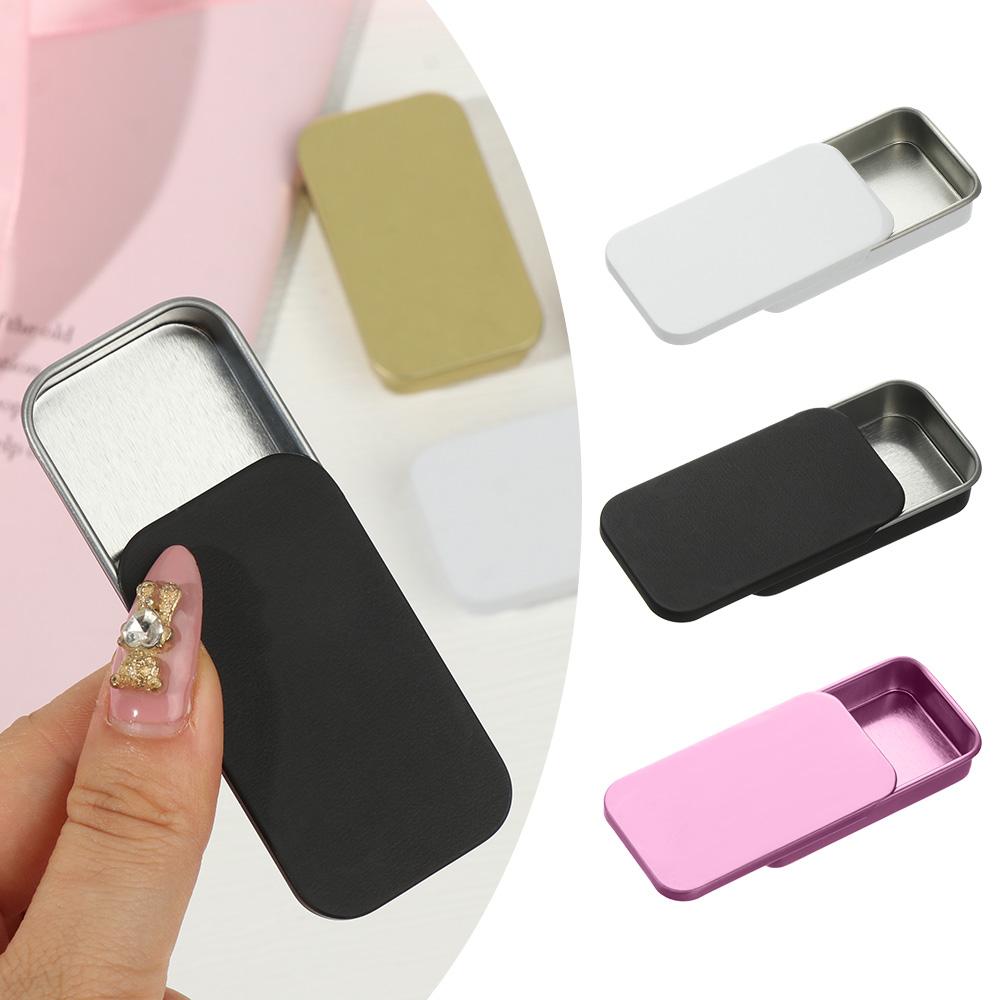 Mini Metal Rectangular Empty Tin Box Tinplate Push Candy Pill Cases Bins Hinged Containers Small Organizer Storage Box (Small)