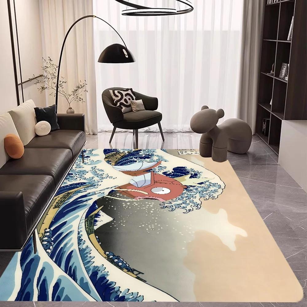 Japan The Great Wave Kanagawa Room Mats Anti-slip Absorb Water Long Strip Cushion Bedroon Mat Household Carpets Home Decoration